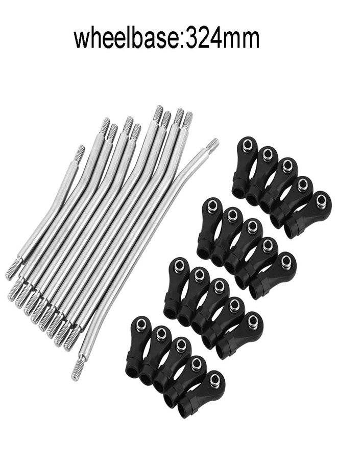Pothyes 324mm Wheelbase Stainless Steel Rod Links Linkage Set with Steering Link for 1/10 Axial SCX10 & SCX10 II 90046 RC Crawler Car Upgrade,10PCS - Image 2